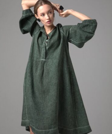 Платье льняное 598 зеленый