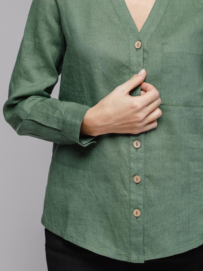 Блуза льняная 2/105 зеленый
