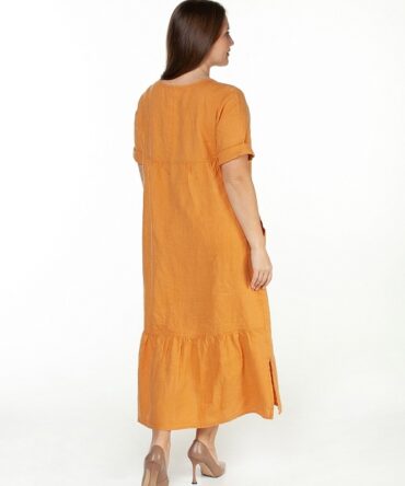 Платье льняное 3200 оранжевое