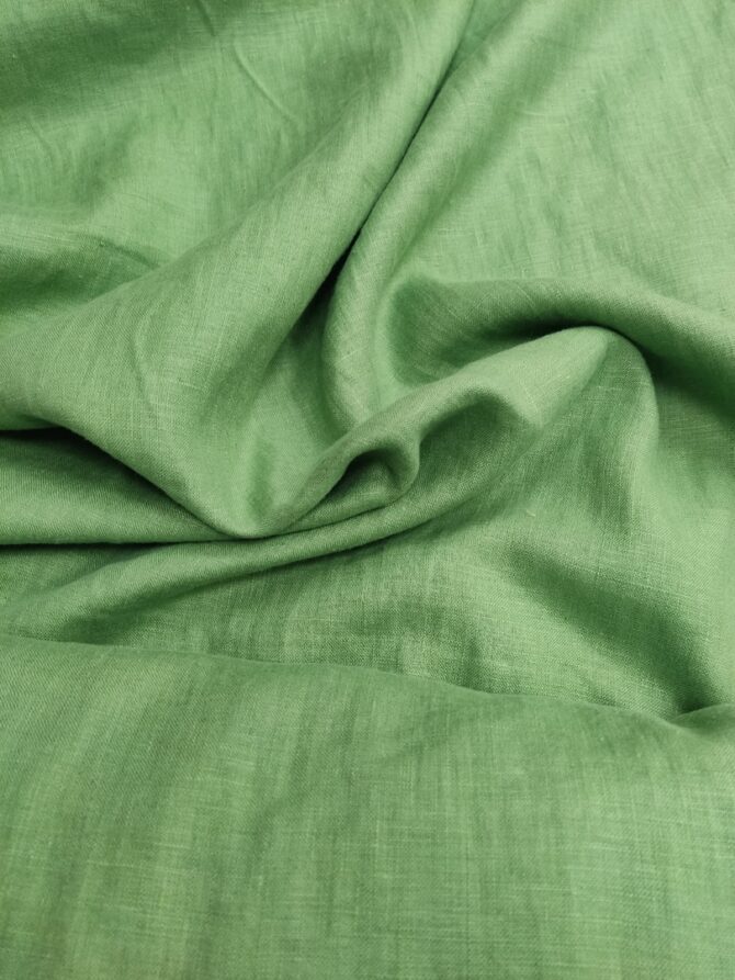 Ткань льняная зеленая