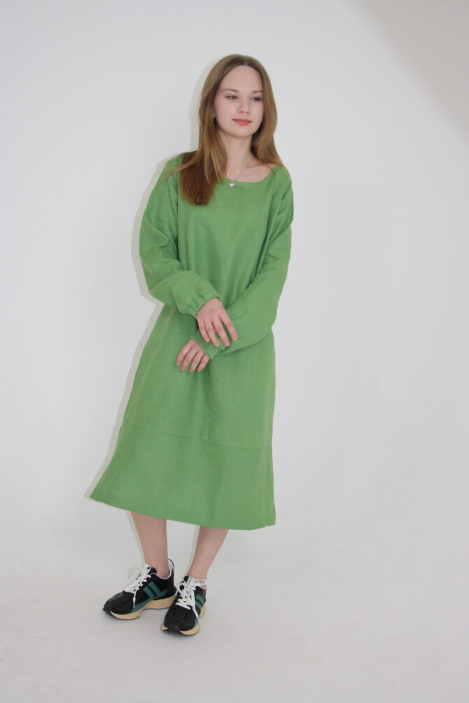 Платье льняное 4/41-1 зелёный